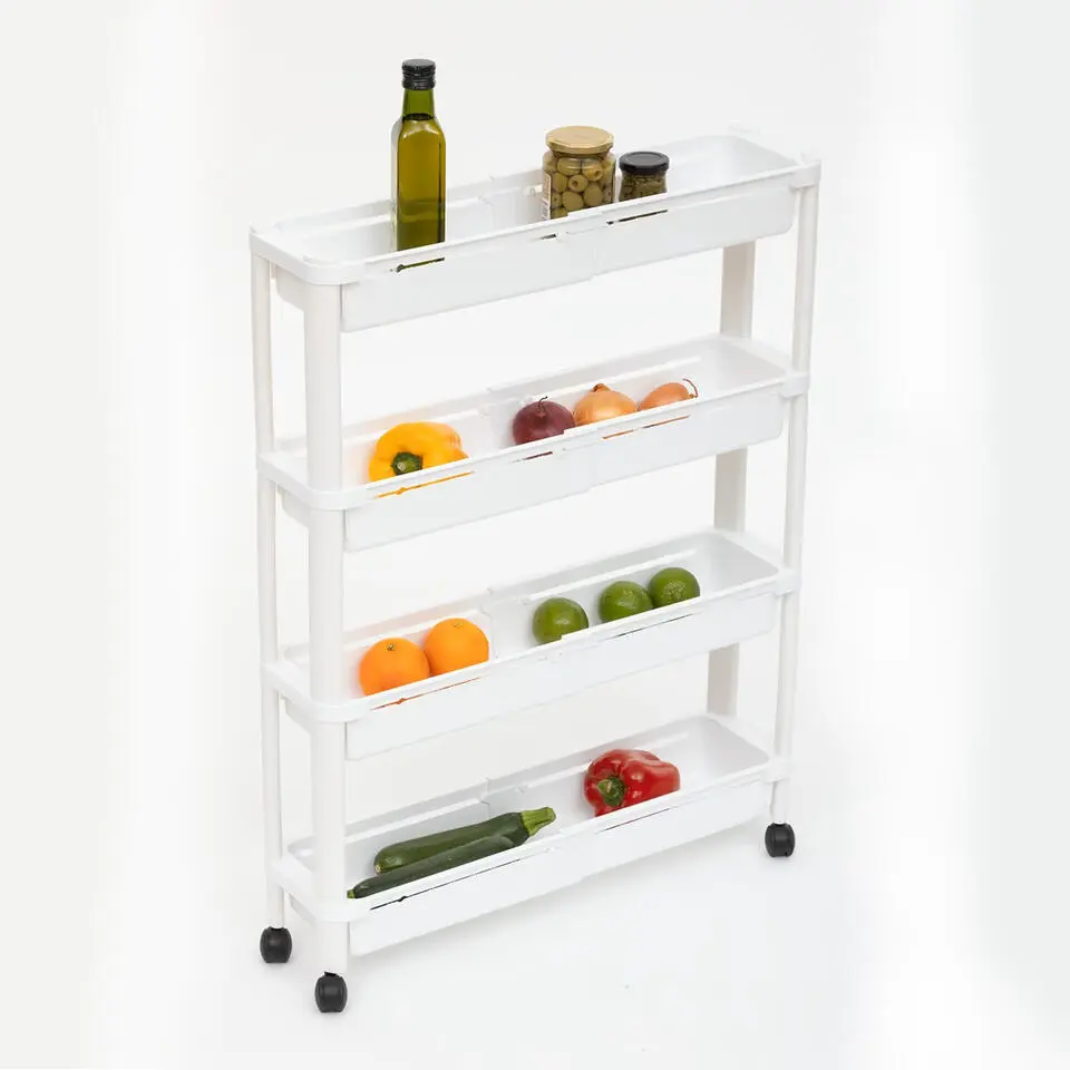 5Five Keuken/badkamer trolley 4 laags - 37 x 15 x 79 cm - wit