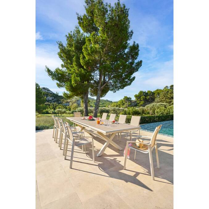 Table de jardin extensible AXIOME Lin & Argile