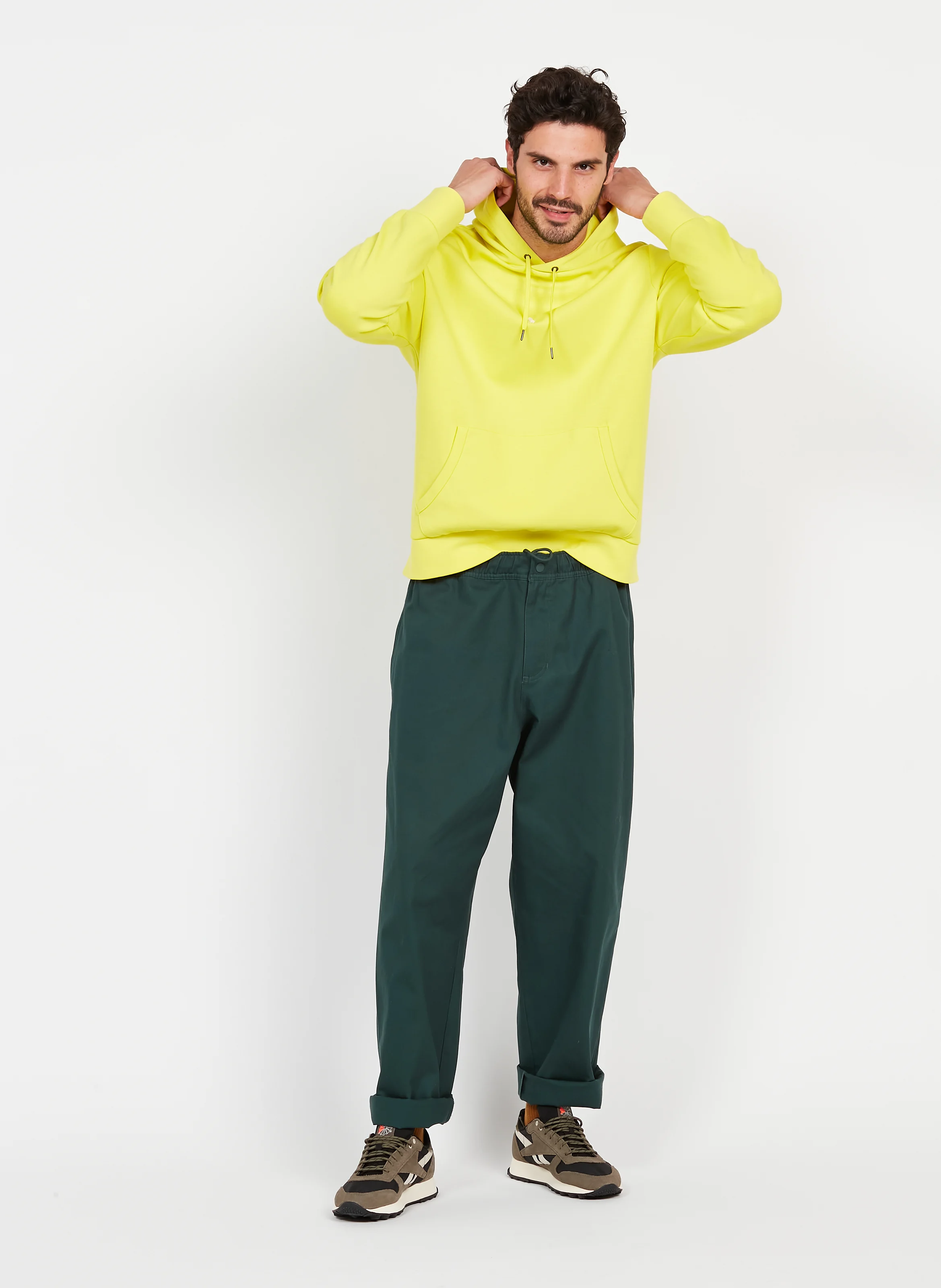 Pantalon droit en coton| Vert