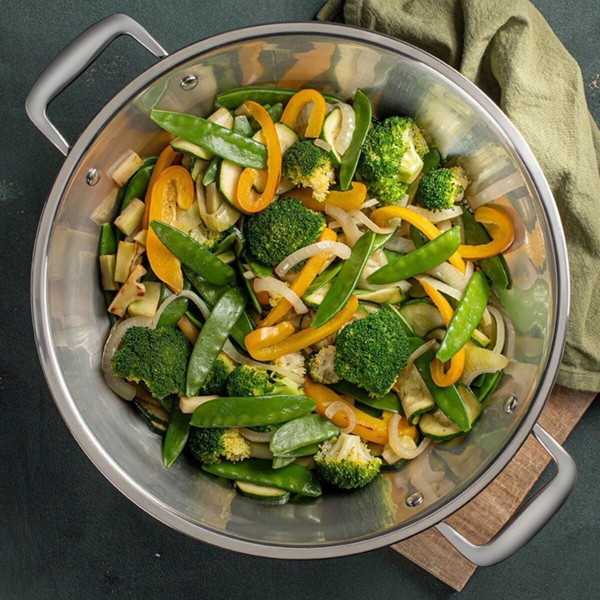 Green Cooking wok med lokk
