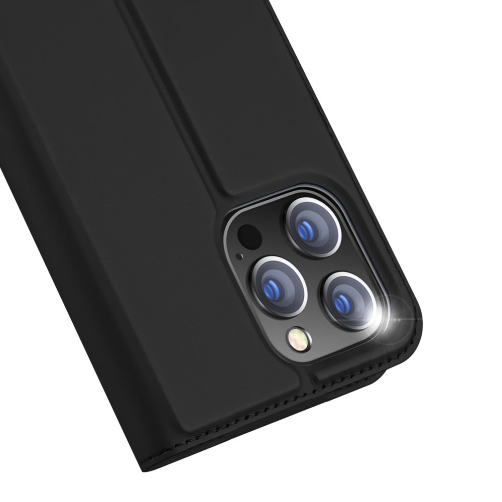 iPhone 15 Pro Wallet Cover Leder Tasche - Schwarz
