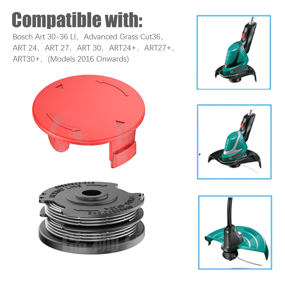 Trimmersnelle med trimmertråd for Bosch Art 30-36 LI, Advanced Grass Cut 36 Flerfarget