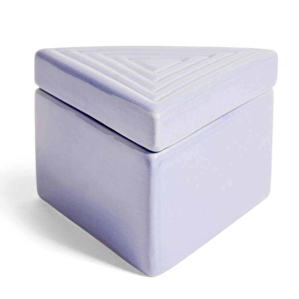 Boîte triangle céramique bleu 12x10,5xH8cm