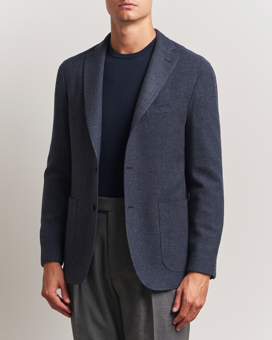 Boglioli K Jacket Cashmere/Wool Twill Blazer Dark Blue