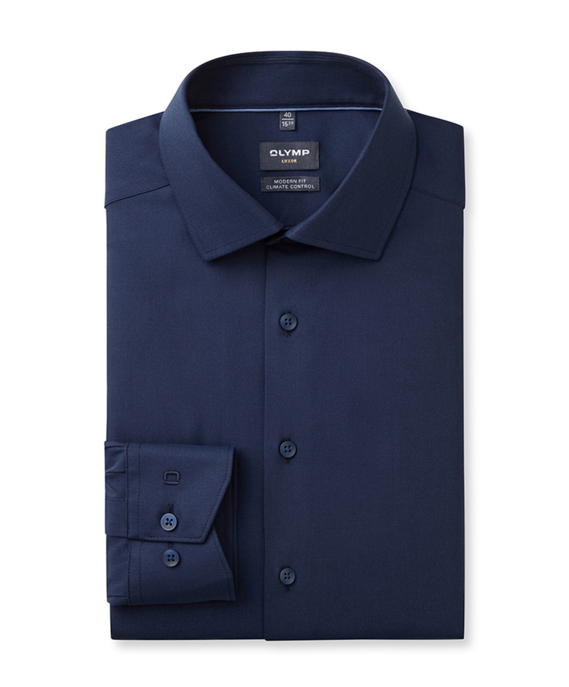 Olymp Modern fit Luxor Heren overhemd lange mouw blauw