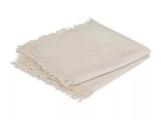 Lot de 2 Serviettes de table en Coton Blanc finition frange 40 x 40 cm