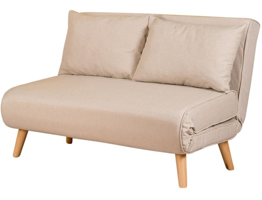 CONCEPT1 - Canapé lit Daddy 2 places pliable crème 120 x 80 x h79