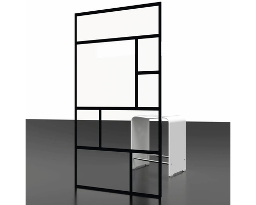 Walk-in SCHULTE Alexa Style 2.0 Black Style ExpressPlus 120 cm profiel zwart glas decor Atelier