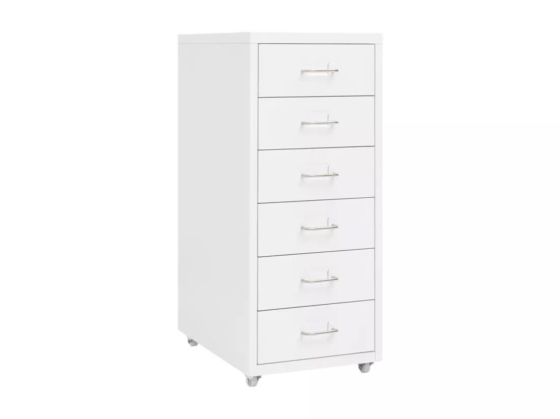 Classeur mobile Blanc 28x41x69 cm Métal