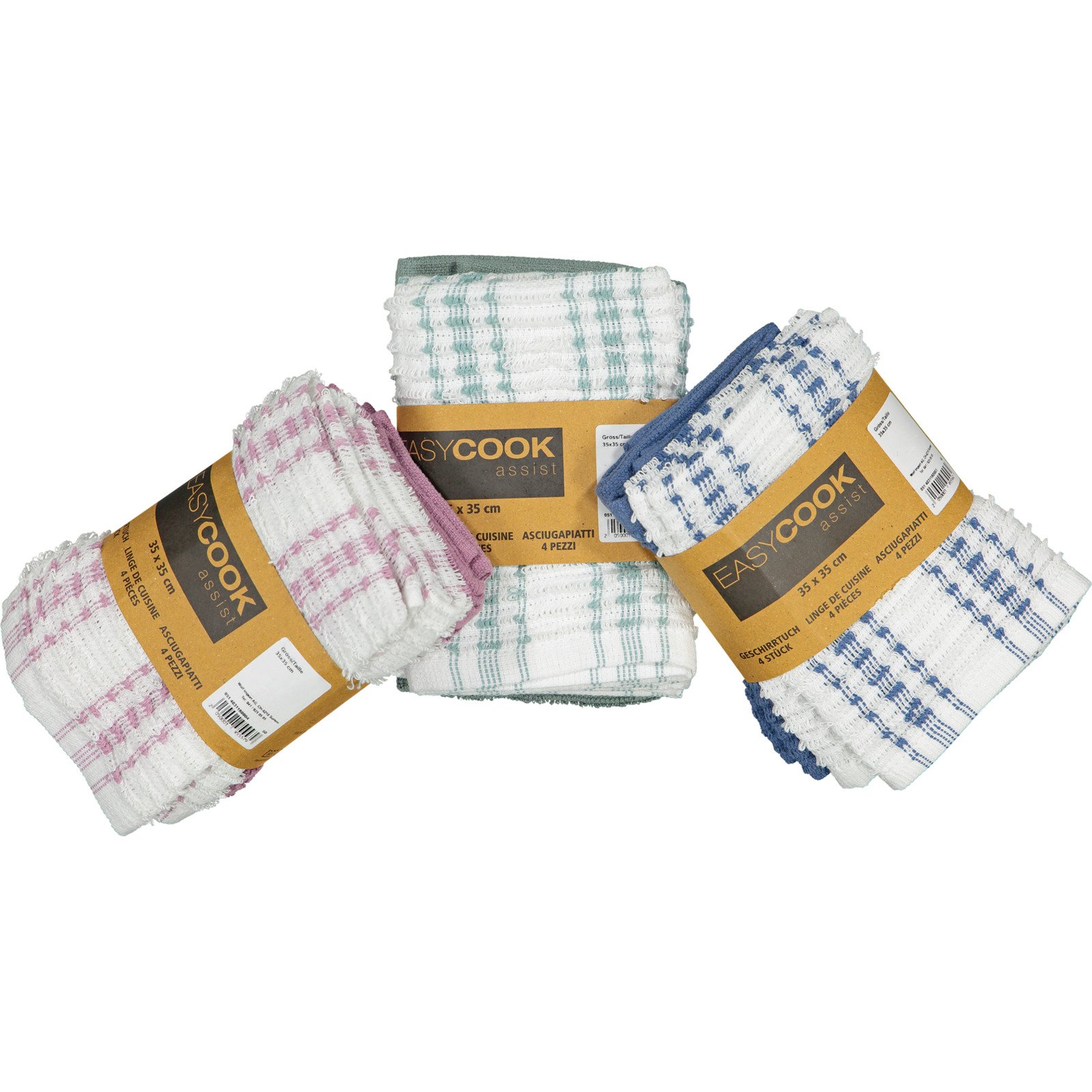 Geschirrtuch 4er-Pack 35 x 35 cm Streifen uni beige