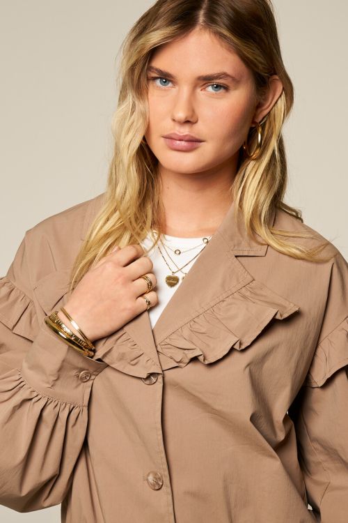 Bruine korte blazer met ruffles