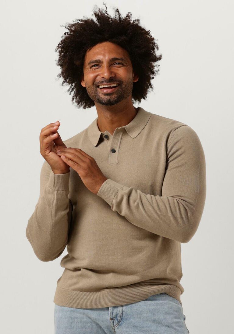 SELECTED HOMME zand selected homme trui slhreg-dan knit ls polo o