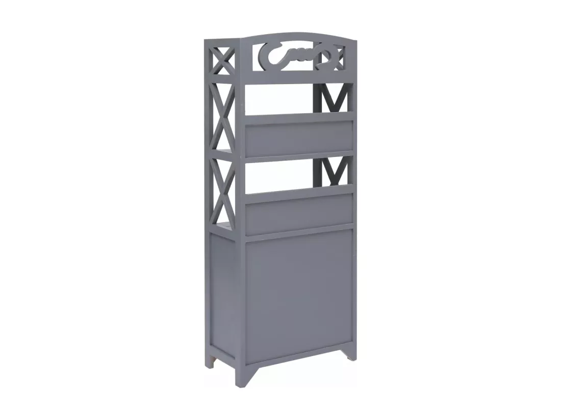 Armoire de salle de bain Gris 46x24x116 cm Bois de Paulownia