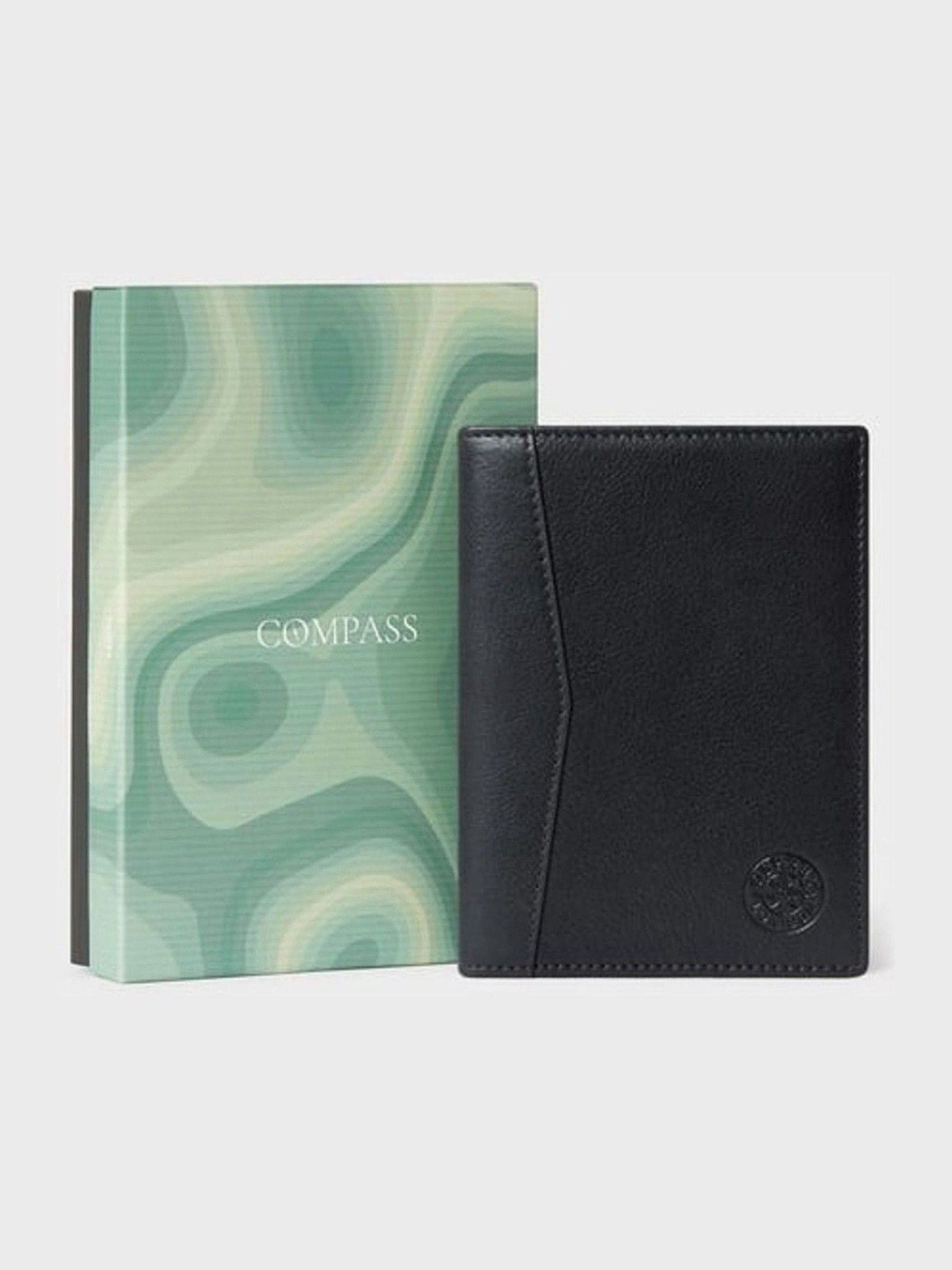 Zwart - Osprey London The Compass Leather Black Passport Holder