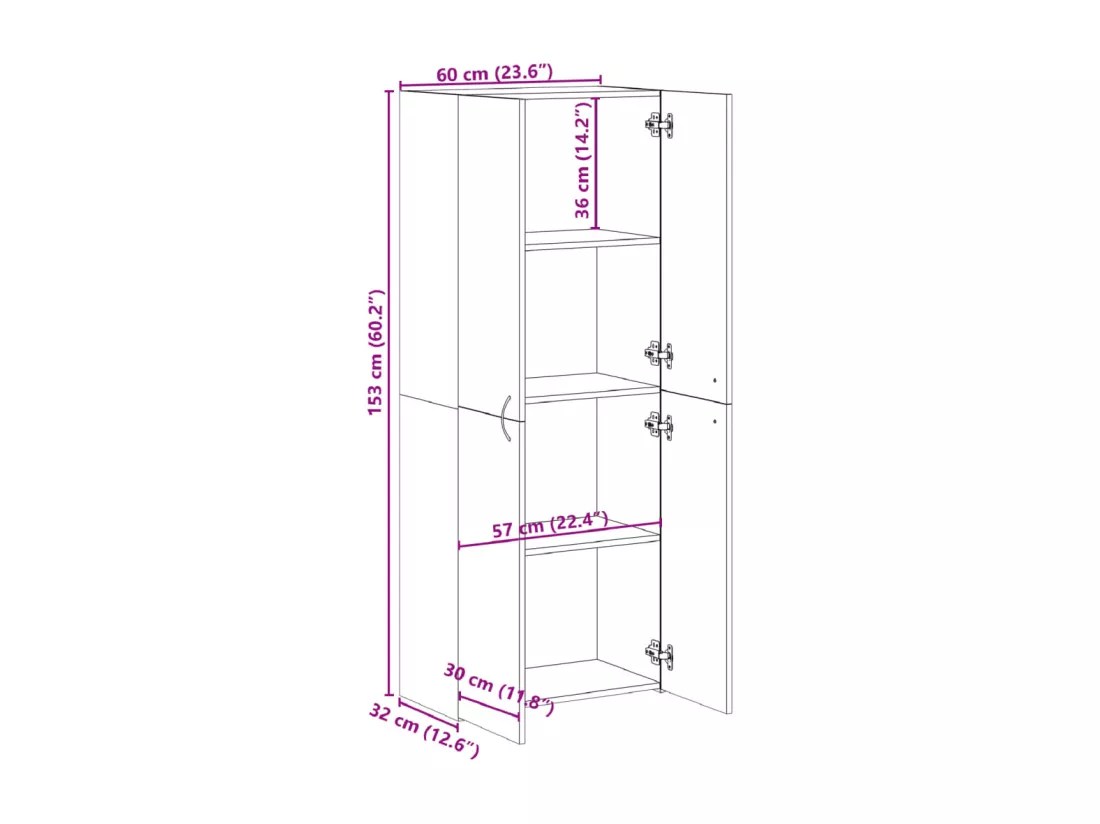 Armoire de classement blanc 60x32x153 cm bois d'ingénierie