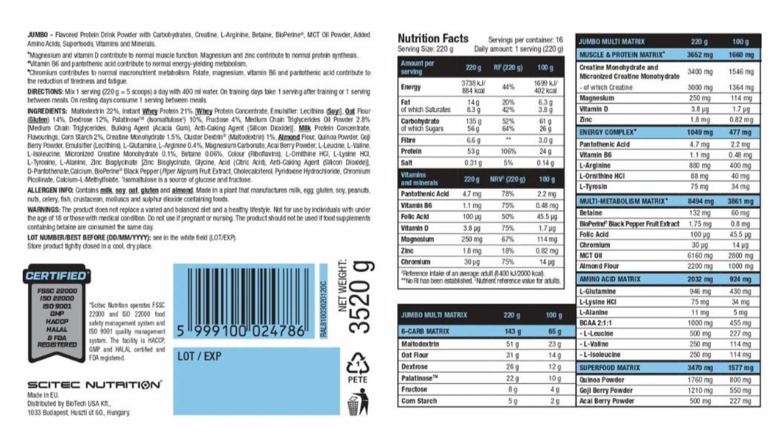 Scitec Nutrition Jumbo 1320g