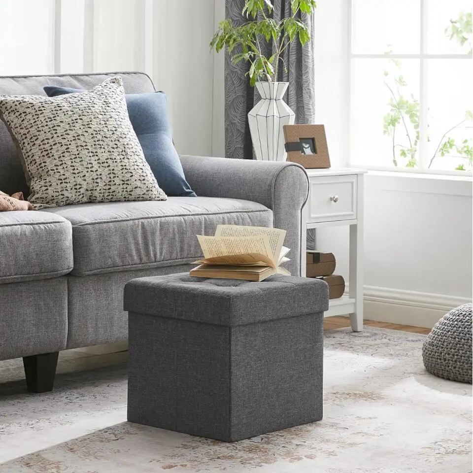 Parya Home - Grijze Poef - Hocker - Donkergrijs