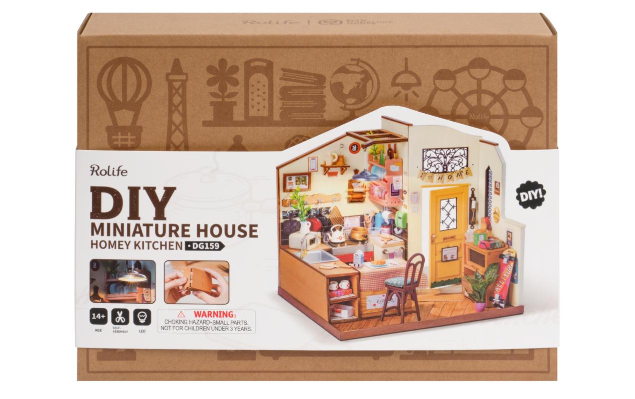 Bausatz Cozy Kitchen3D-Puzzle aus lasergeschnittenen Holzteilen