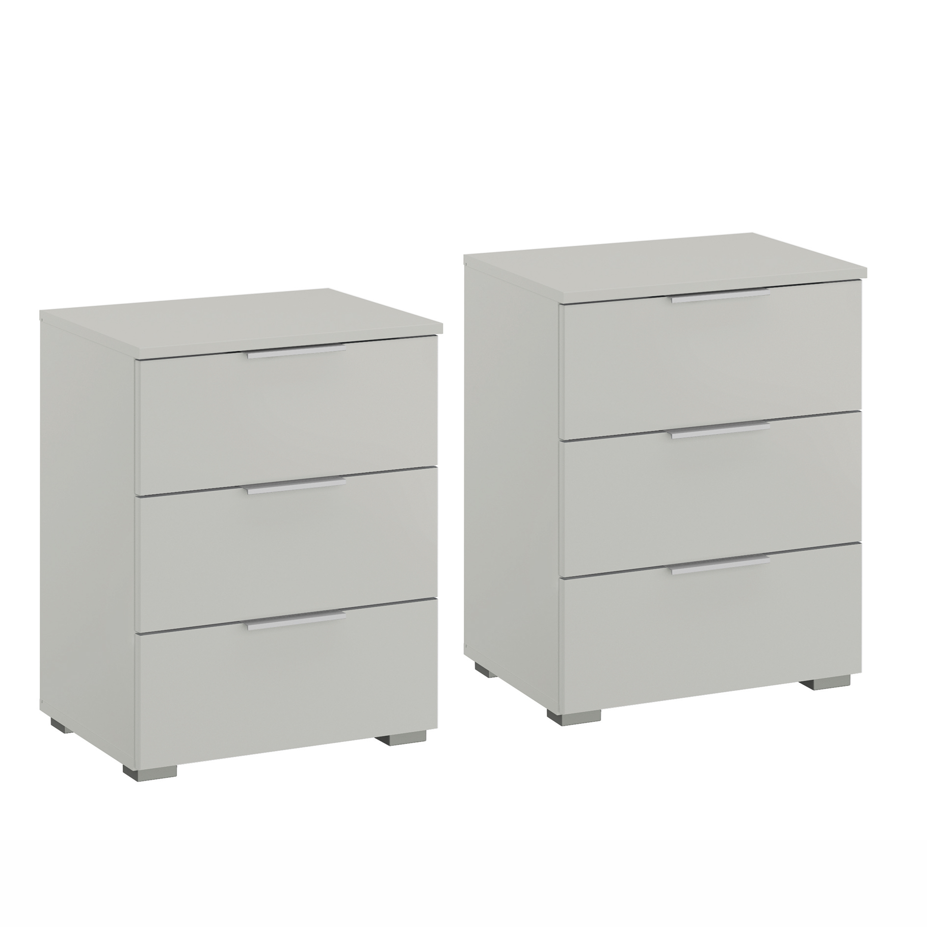 2er-Set-Nachttisch - seidengrau - 3 Schubkästen - 47 cm