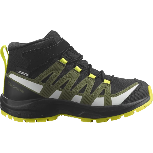 XA PRO V8 MID CLIMASALOMON™ WATERPROOF  Junior - Schuhe Kids Black/DeepLichenGreen/SafetyYellow