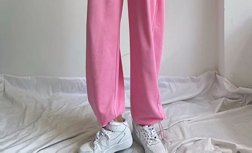 Asiris - Hoge taille effen rechte joggingbroek