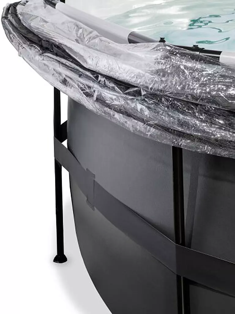 EXIT TOYS Black Leather Pool 488x122cm mit Abdeckung und Sandfilter- und Wärmepumpe - schwarz keine Farbe