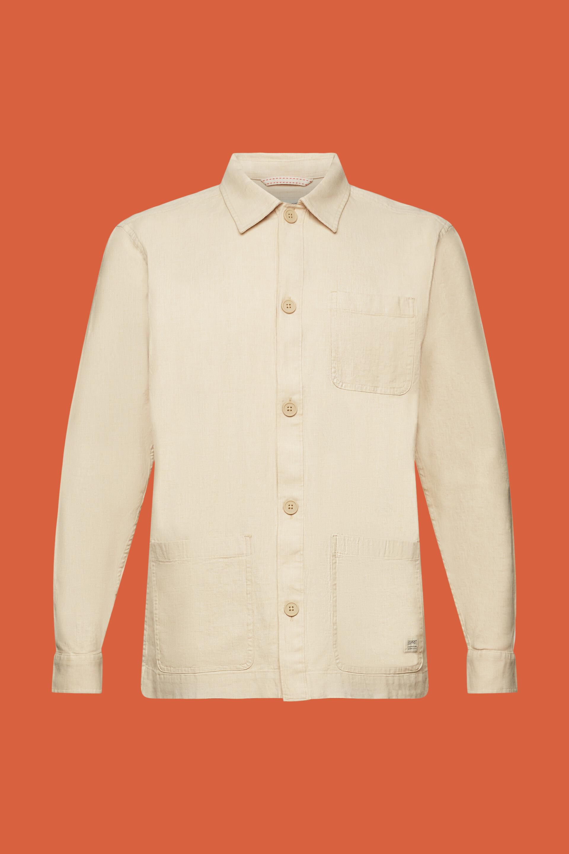 Chemise à chevrons, en lin mélangé