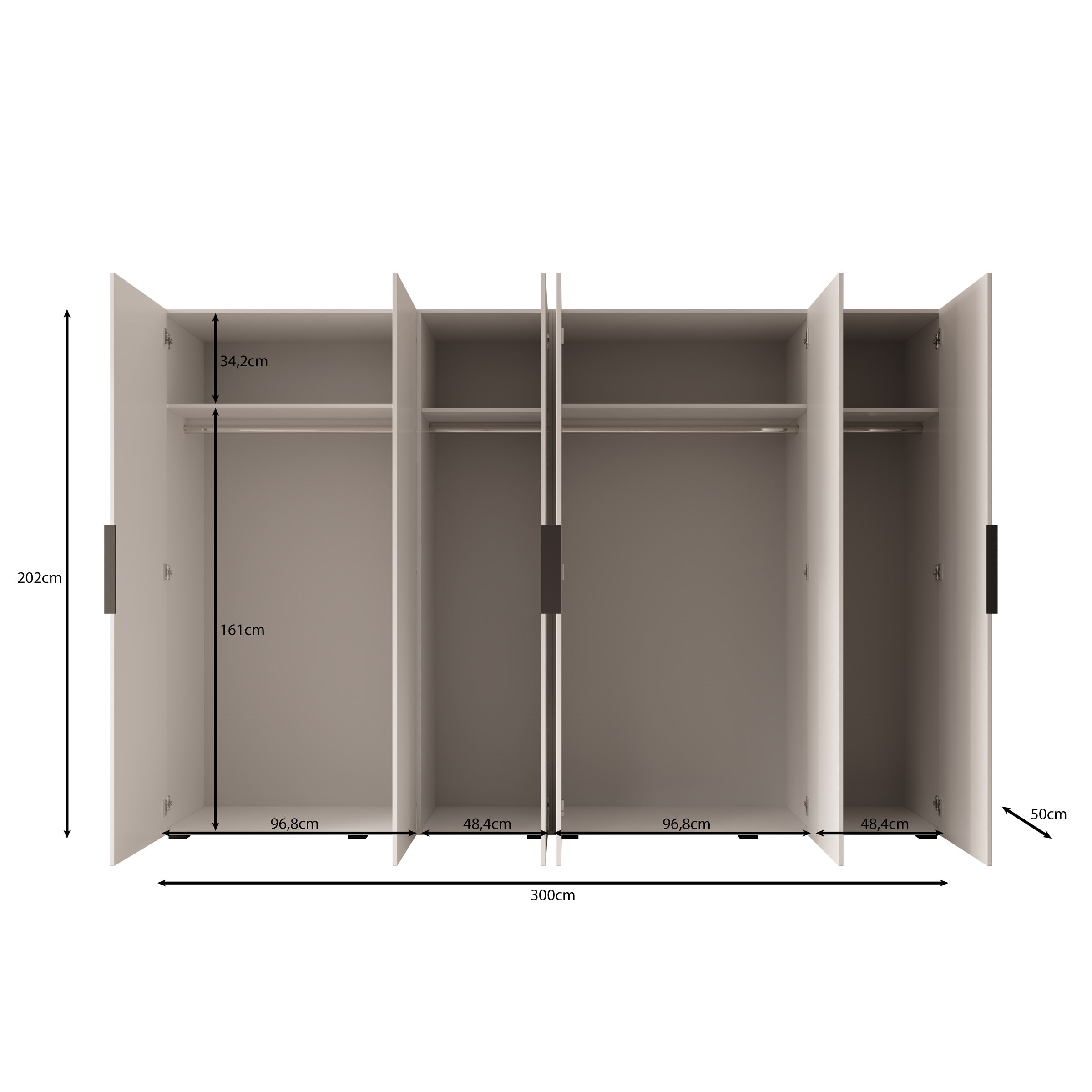 Marquesa - Kledingkast - Beige - 300x50x202 cm