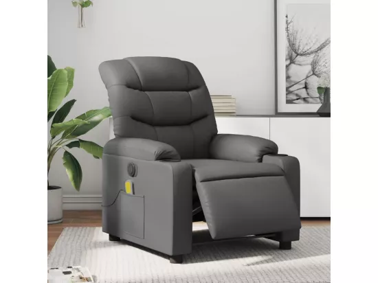 Fauteuil massant inclinable électrique gris similicuir