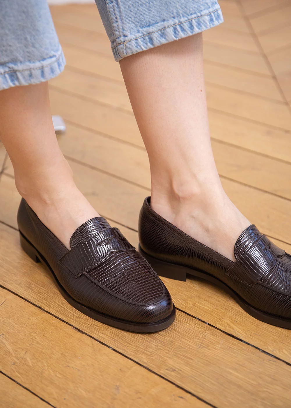 MOCASSIN ROMA LEZARD MARRON