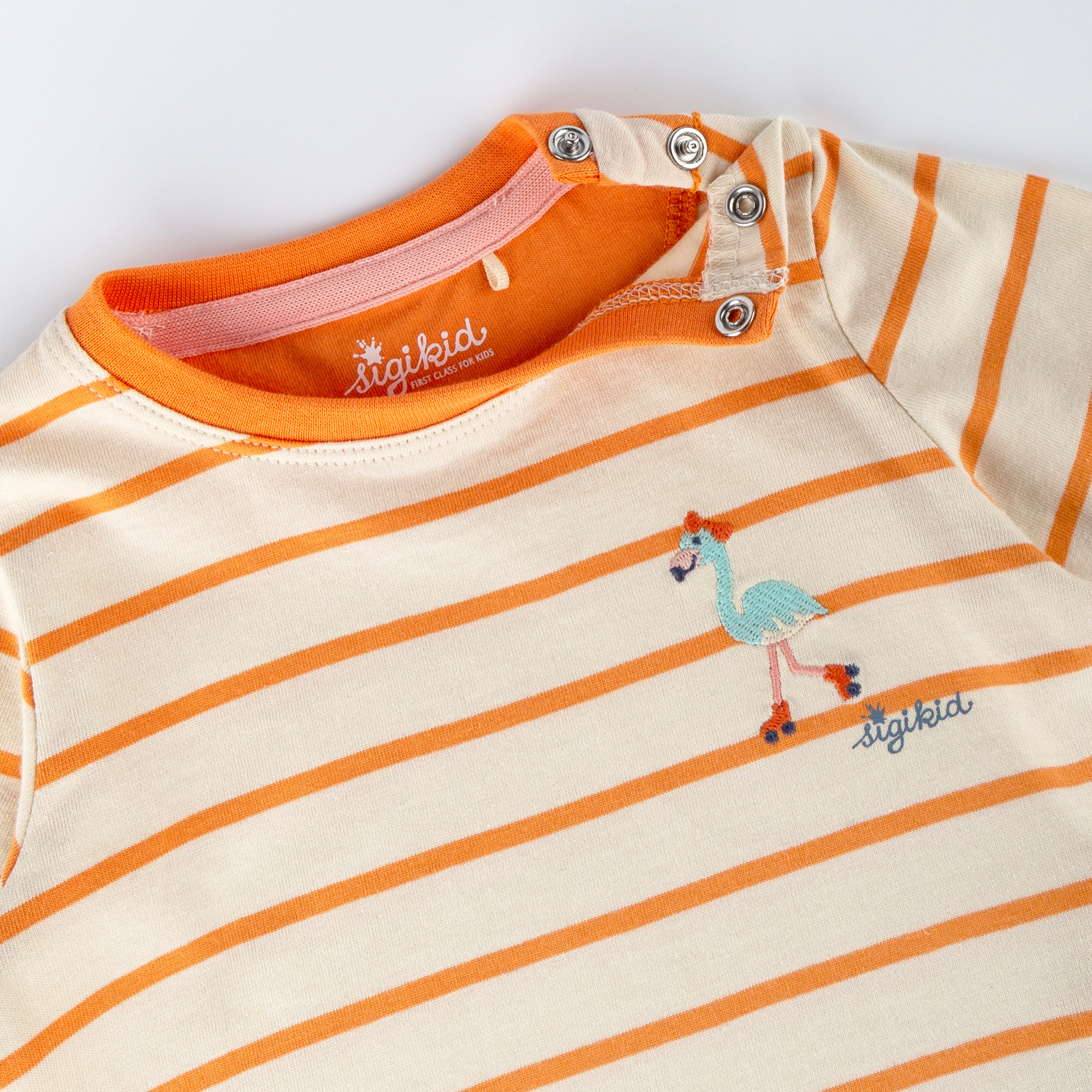 Langarmshirt B - SKATING FLAMINGO gestreift in orange
