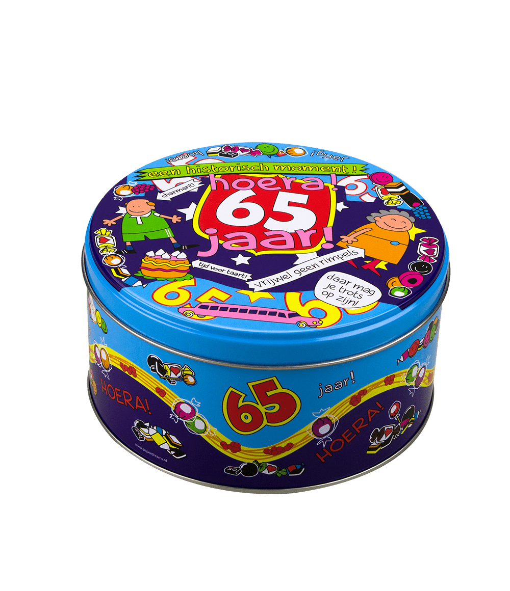 Snoeptrommel 65 Jaar 14cm