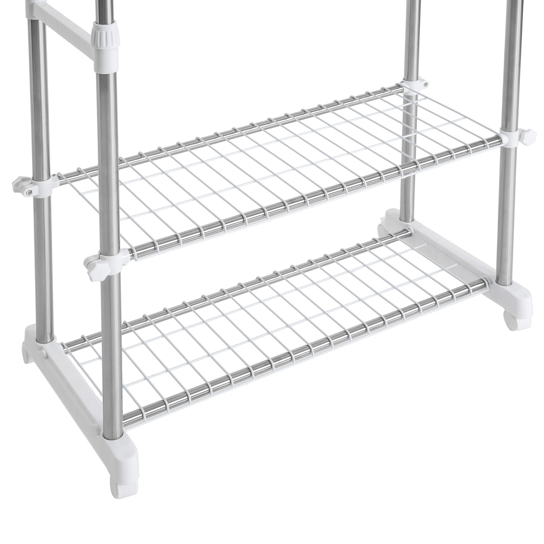 tectake® Kleiderständer, auf Rollen mit 2 Festellbremsen, pflegeleicht, 84 x 42 x 95 - 170 cm