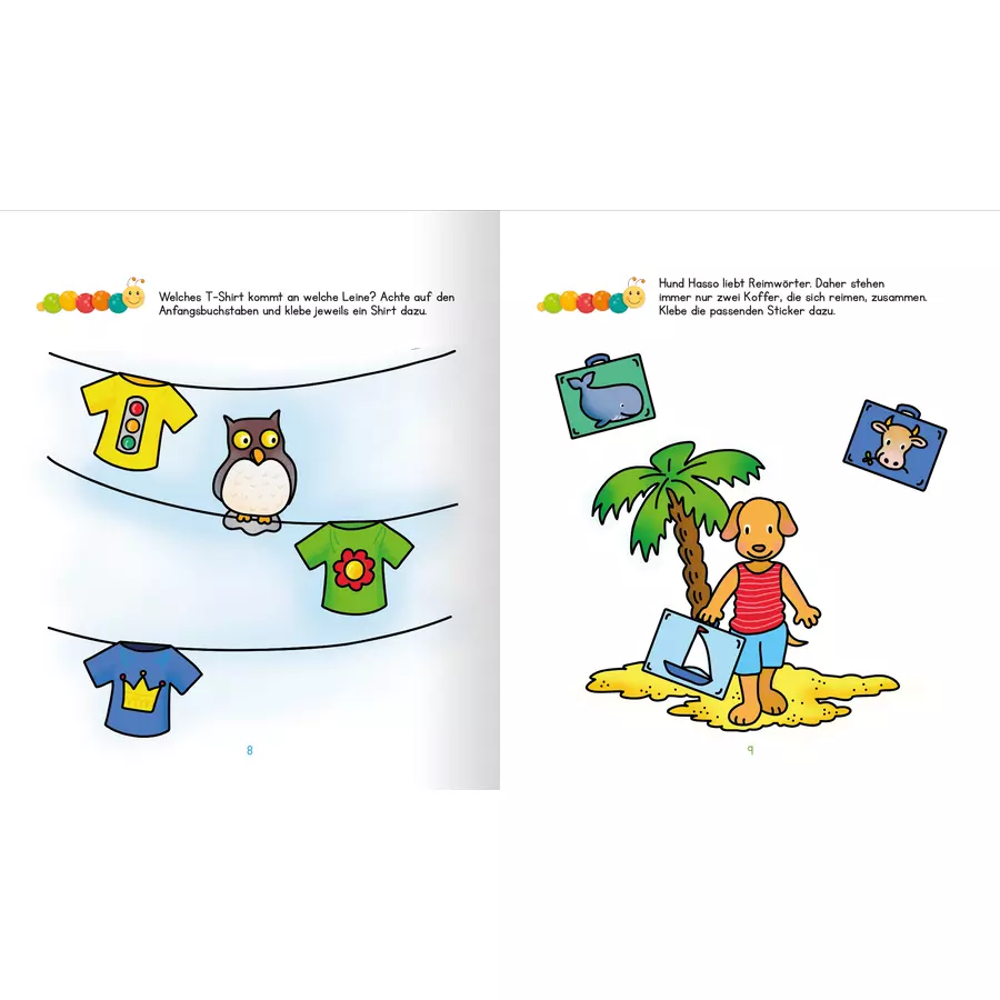 arsEdition Lernraupe – Erstes Stickerheft – Buchstaben und Wörter