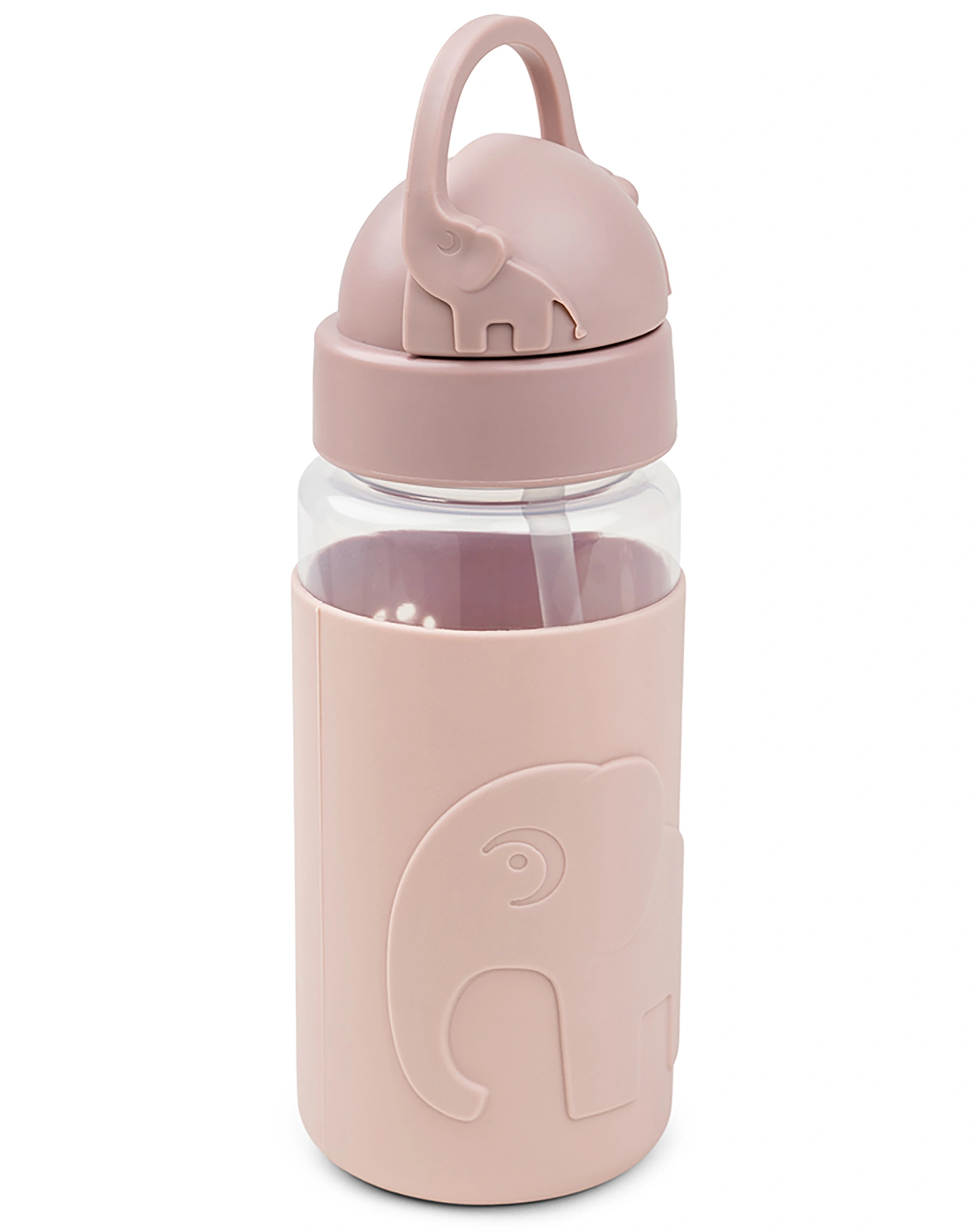 Trinkflasche EASY-GRIP - ELPHEE (350ml) mit Trinkhalm in rosa
