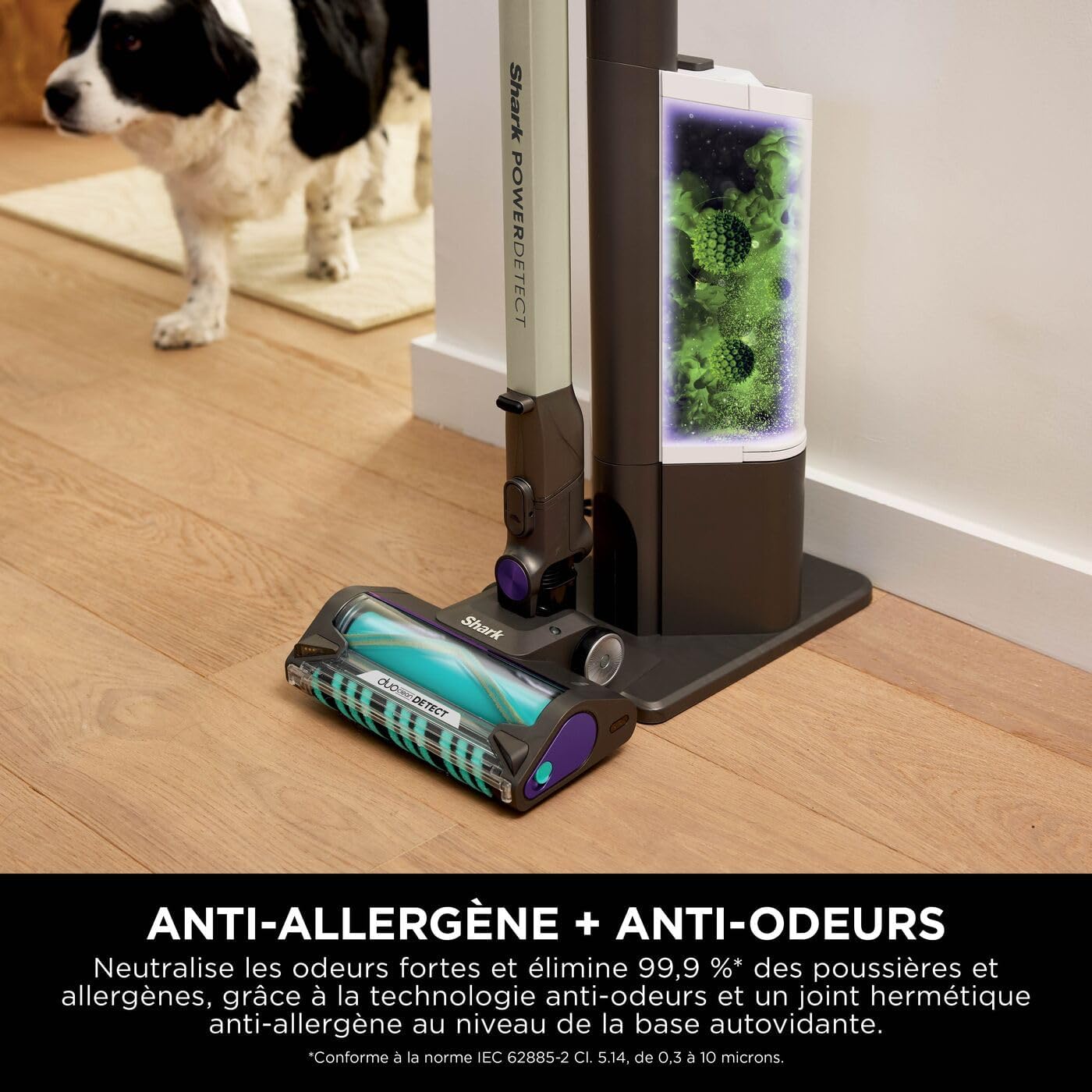 Shark Detect Clean & Empty Aspirateur balai sans fil , aspiration puissante, détection des saletés, base autovidante de 2 L, autonomie de 60 min, anti-emmêlement, brosse, suceur plat, blanc IW3612EU