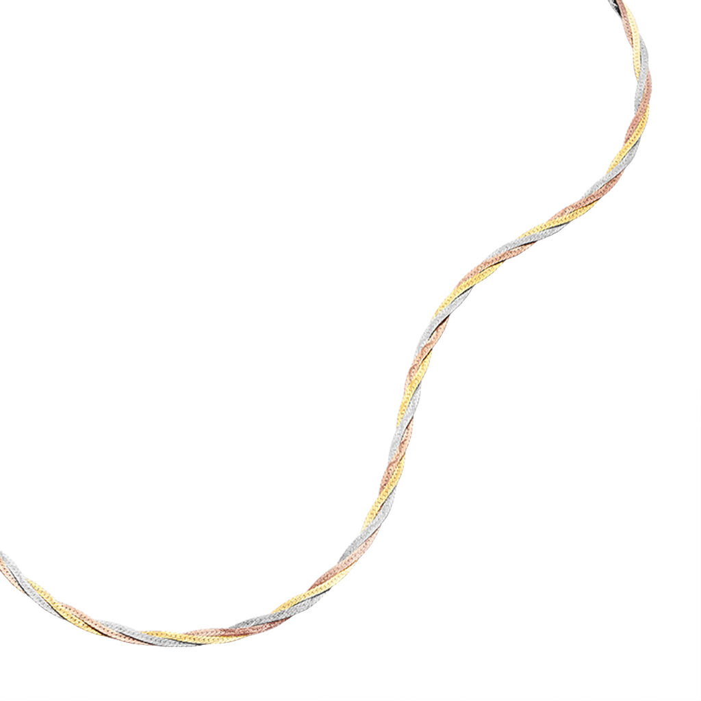 Collier Jasmin Tresse 3 Fils Or Tricolore