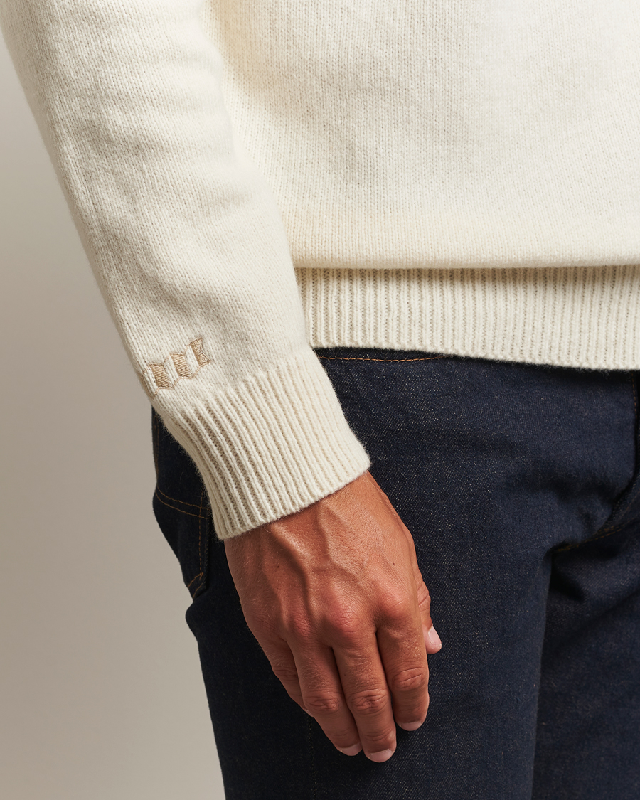 Baracuta Flag Logo Wool Turtleneck Antique White