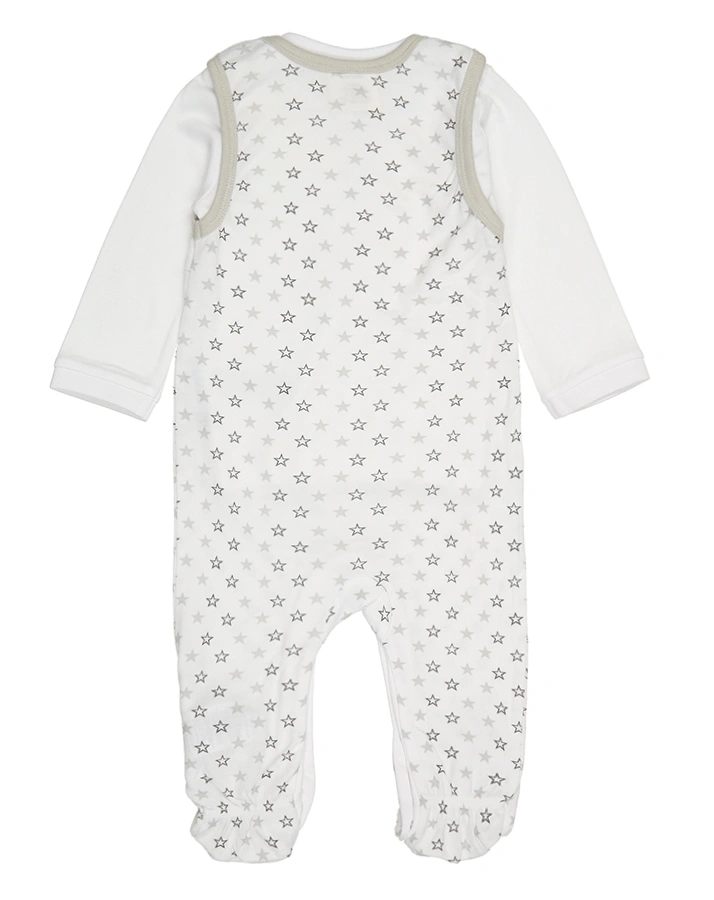 Strampler BABY BEAR mit Langarmshirt in weiß/grau