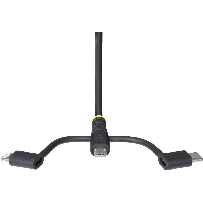 StarTech.com Câble de Charge USB de 1m Robuste, USB vers Lightning/Micro-USB/USB-C, Certifié Apple MFi, Gaine en Aramide, Cordon de Charge USB Universel 3-en-1 pour iPhone/iPad/Android