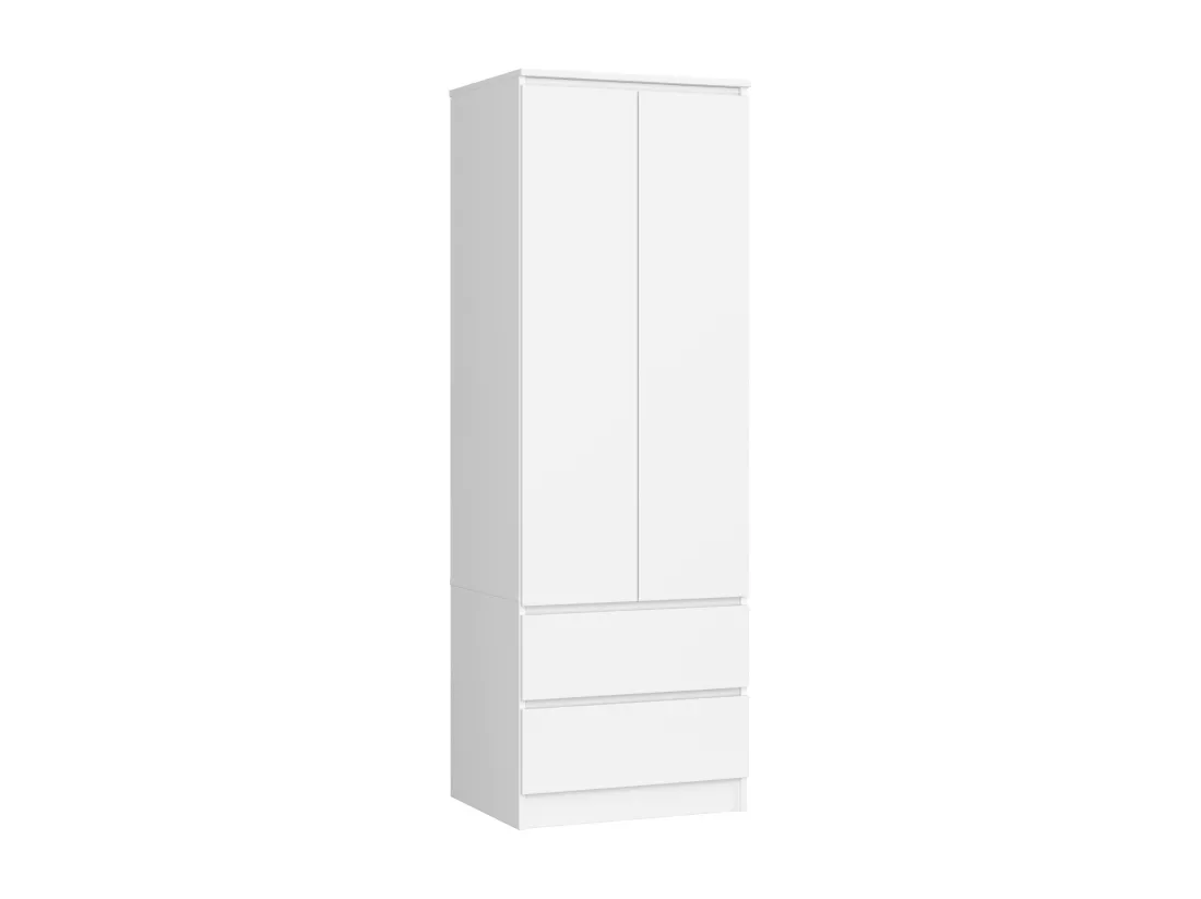 Armoire AKORD S60 Blanche 60 cm 2 portes 2 tiroirs façade Blanche 1 étagère 60x51x180 cm
