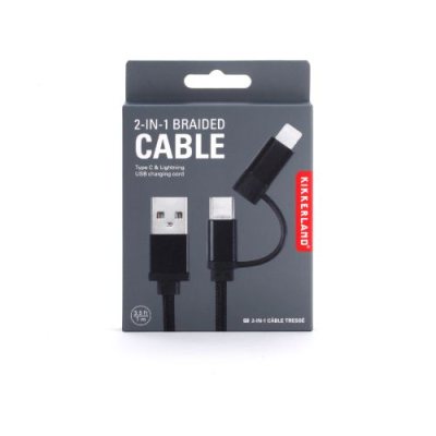 2 In 1 Phone Charging Cable Black