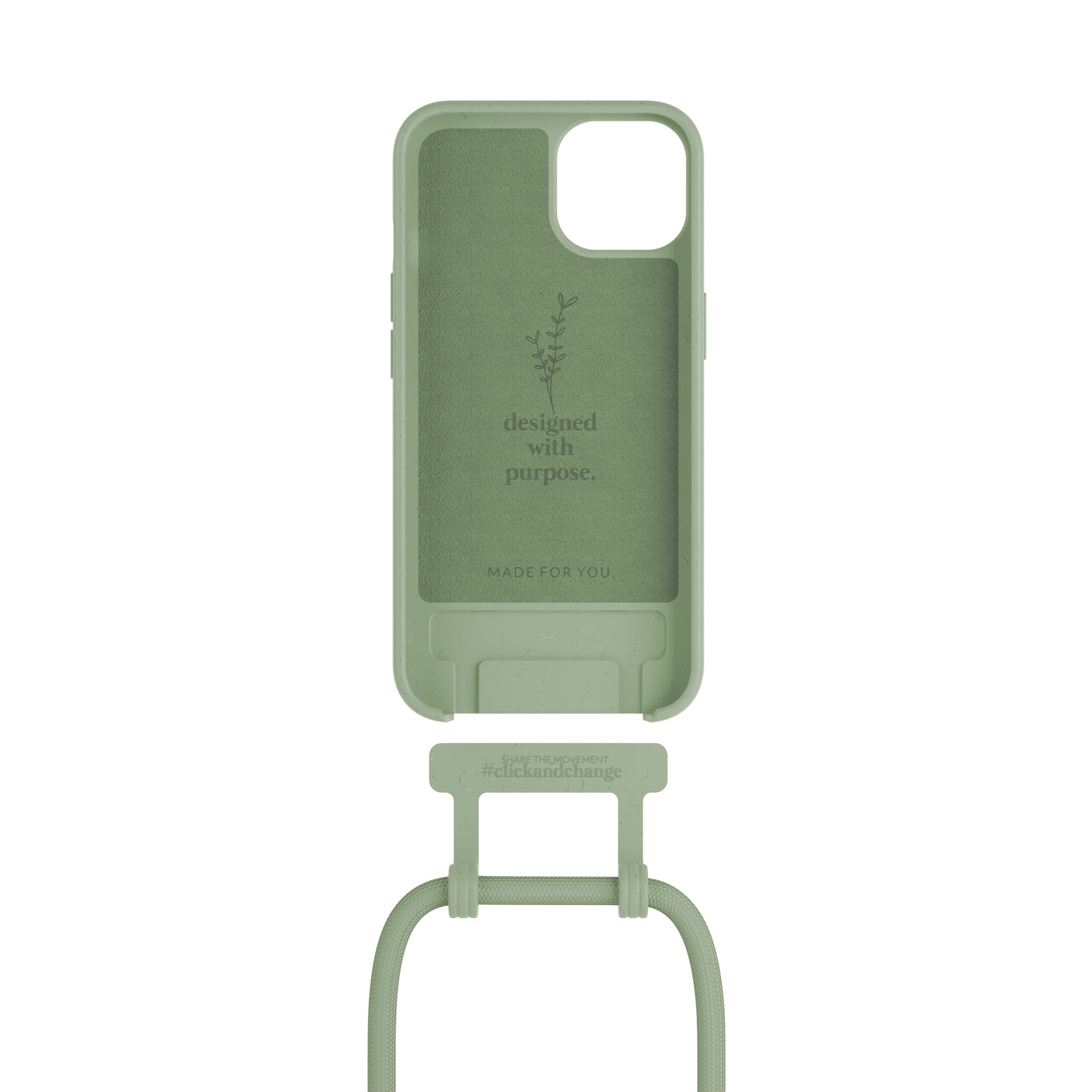iPhone 14 / iPhone 13 Necklace ChangeCase Antimikrobielle Hülle Vegan Biologisch Abbaubar   Abnehmbare Handykette (CHA151) - Grün