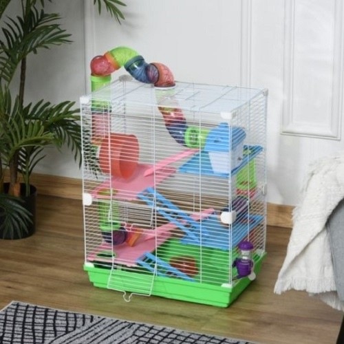 Gaiola de 5 andares com acessórios para hamsters, verde