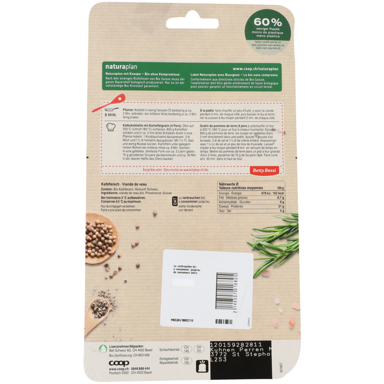 Naturaplan Bio Kalbskotelett 1 Stück ca. 210g
