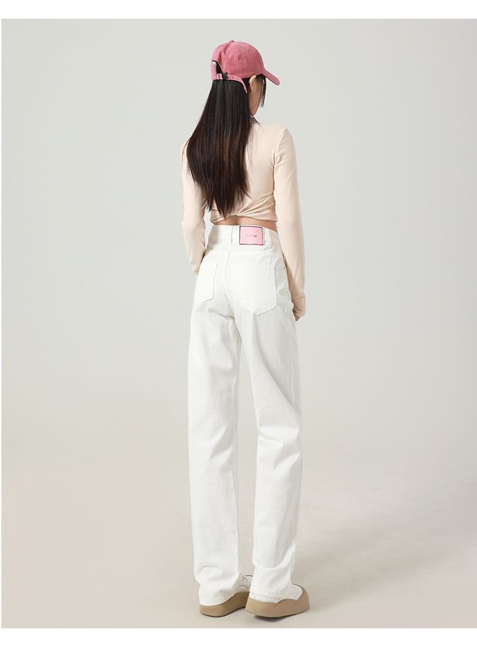 hollybunbur - Hoge taille effen wijde jeans