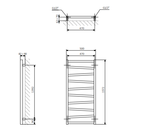 Sapho Zig radiator wit 50x157cm 582W