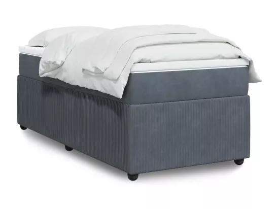 Sommier à lattes de lit et matelas Gris foncé 90x190 cm Velours