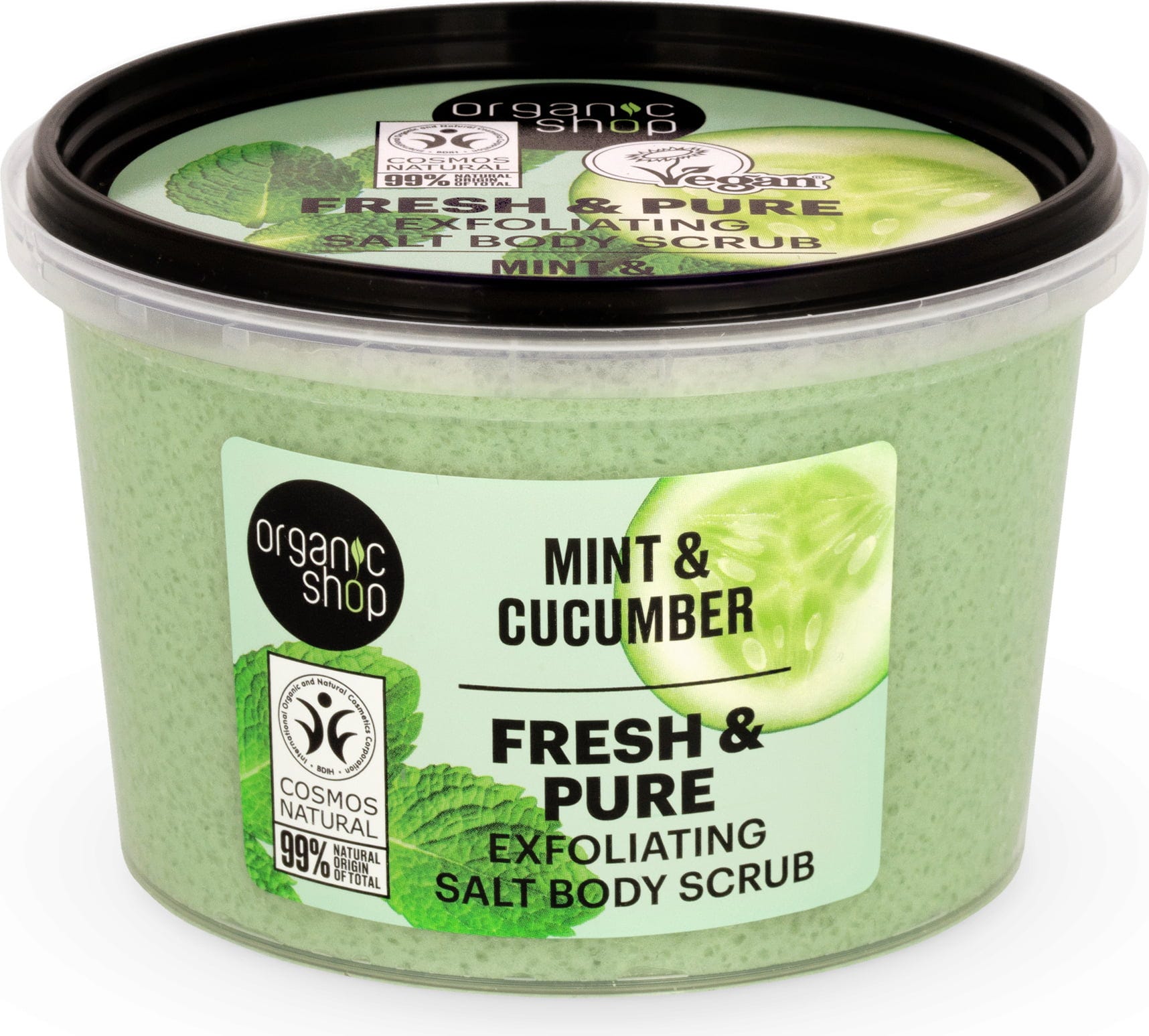 Organic Shop  Fresh & Pure Exfoliating Salt Body Scrub Mint & Cucumber, 250 ml