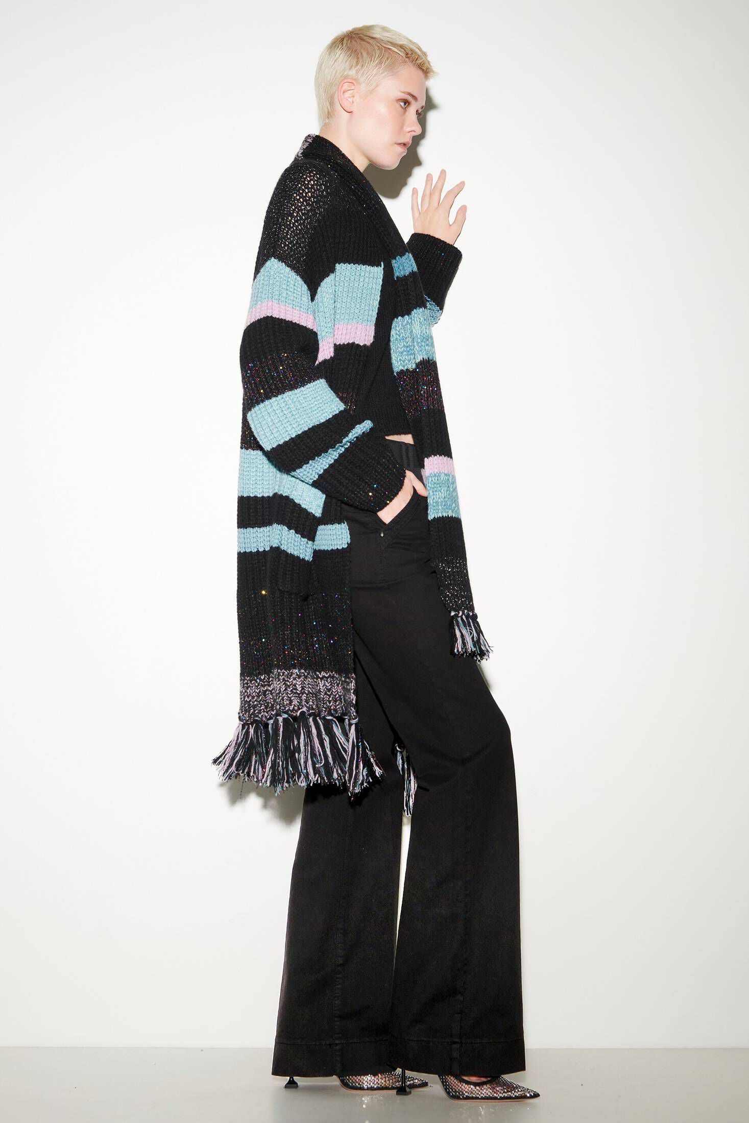 Luisa Cerano| Damen Strickjacke lang aus Wolle-Alpaka-Mix